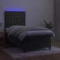 vidaXL Cama box spring colchón y LED terciopelo gris oscuro 90x200 cm vidaXL Cama box spring colchón y LED terciopelo gris oscuro 90x200 cm