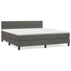 vidaXL Cama box spring con colchón terciopelo gris oscuro 180x200 cm