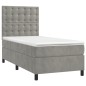 vidaXL Cama box spring con colchón terciopelo gris claro 80x200 cm vidaXL Cama box spring con colchón terciopelo gris claro 80x200 cm
