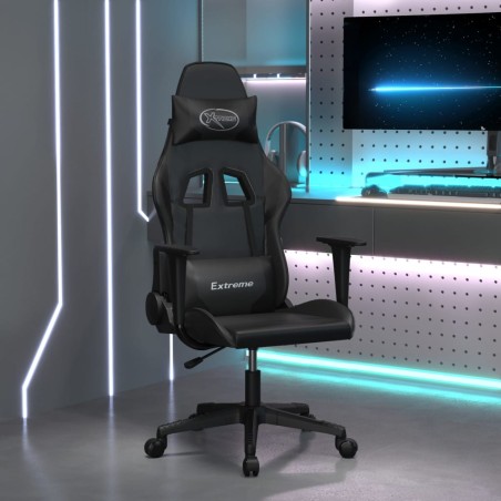 vidaXL Silla gaming cuero sintético negro