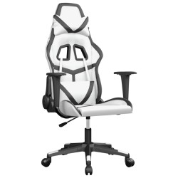vidaXL Silla gaming cuero sintético blanco y negro