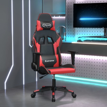 vidaXL Silla gaming cuero sintético negro y rojo