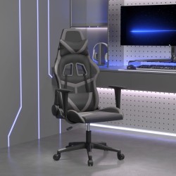 vidaXL Silla gaming cuero sintético negro y gris