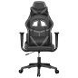 vidaXL Silla gaming cuero sintético negro y gris vidaXL Silla gaming cuero sintético negro y gris