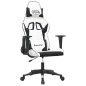 vidaXL Silla gaming cuero sintético blanco y negro