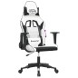 vidaXL Silla gaming cuero sintético blanco y negro