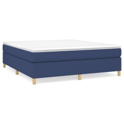vidaXL Cama box spring con colchón tela azul 160x200 cm
