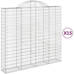 vidaXL Cestas gaviones 15 uds forma de arco hierro 200x50x180/200 cm