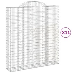 vidaXL Cestas de gaviones 11 uds forma de arco hierro 200x50x220/240cm
