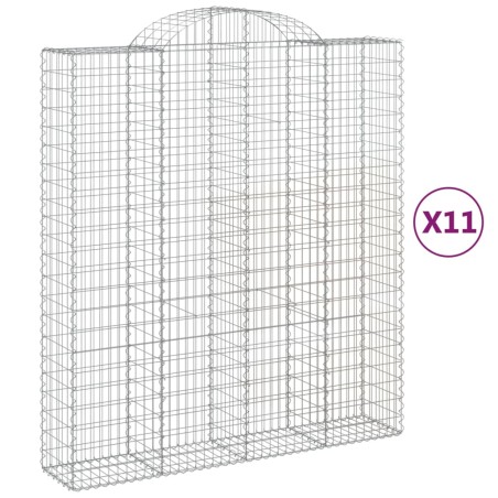 vidaXL Cestas de gaviones 11 uds forma de arco hierro 200x50x220/240cm