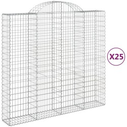 vidaXL Cestas gaviones 25 uds forma de arco hierro 200x50x180/200 cm