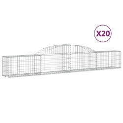 vidaXL Cestas de gaviones 20 uds forma de arco hierro 300x30x40/60 cm