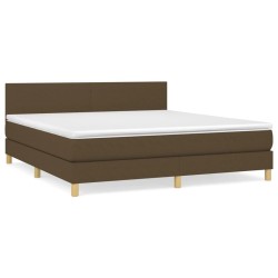 vidaXL Cama box spring con colchón tela marrón oscuro 160x200 cm