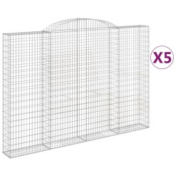 vidaXL Cestas de gaviones 5 uds forma de arco hierro 300x30x200/220 cm