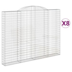 vidaXL Cestas de gaviones 8 uds forma de arco hierro 300x30x220/240 cm