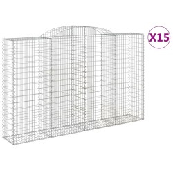 vidaXL Cestas de gaviones 15 uds forma de arco hierro 300x50x180/200cm