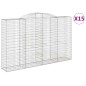 vidaXL Cestas de gaviones 15 uds forma de arco hierro 300x50x180/200cm