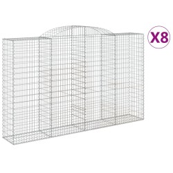 vidaXL Cestas de gaviones 8 uds forma de arco hierro 300x50x180/200 cm