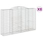 vidaXL Cestas de gaviones 8 uds forma de arco hierro 300x50x180/200 cm