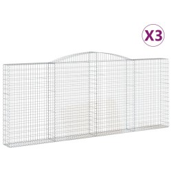vidaXL Cestas gaviones 3 uds forma de arco hierro 400x30x160/180 cm