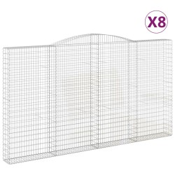vidaXL Cestas de gaviones 8 uds forma de arco hierro 400x30x220/240 cm