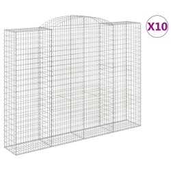 vidaXL Cestas de gaviones 10 uds forma de arco hierro 300x50x220/240cm