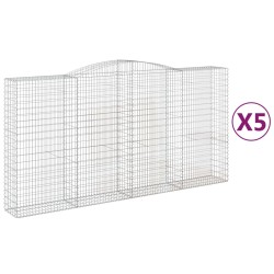 vidaXL Cestas de gaviones 5 uds forma de arco hierro 400x50x200/220 cm