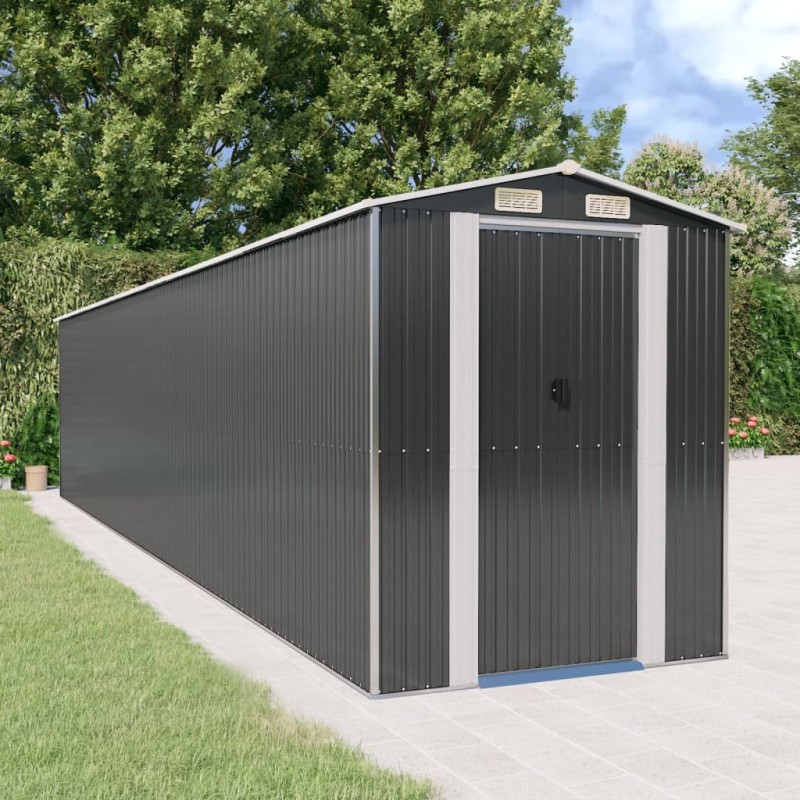 vidaXL Cobertizo de jardín acero galvanizado antracita 192x938x223 cm vidaXL Cobertizo de jardín acero galvanizado antracita 192x938x223 cm
