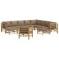 vidaXL Set de muebles de jardín 12 piezas bambú y cojines gris taupé vidaXL Set de muebles de jardín 12 piezas bambú y cojines gris taupé