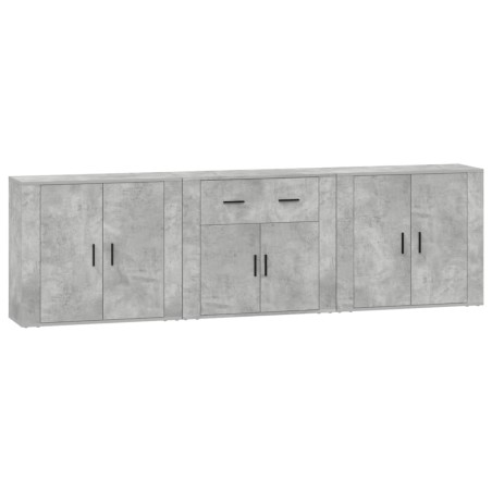 vidaXL Aparadores 3 piezas madera contrachapada gris hormigón