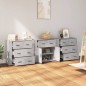 vidaXL Aparadores 3 piezas madera contrachapada gris hormigón vidaXL Aparadores 3 piezas madera contrachapada gris hormigón