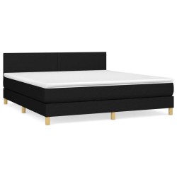vidaXL Cama box spring con colchón tela negro 180x200 cm