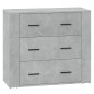 vidaXL Aparadores 3 piezas madera contrachapada gris hormigón vidaXL Aparadores 3 piezas madera contrachapada gris hormigón