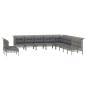 vidaXL Set de muebles de jardín 11 pzas y cojines ratán sintético gris