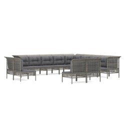 vidaXL Set de muebles de jardín 13 pzas y cojines ratán sintético gris