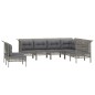 vidaXL Set de muebles de jardín 9 pzas y cojines ratán sintético gris vidaXL Set de muebles de jardín 9 pzas y cojines ratán sintético gris