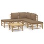 vidaXL Set de muebles de jardín 6 piezas bambú con cojines gris taupé vidaXL Set de muebles de jardín 6 piezas bambú con cojines gris taupé