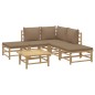 vidaXL Set de muebles de jardín 6 piezas bambú con cojines gris taupé vidaXL Set de muebles de jardín 6 piezas bambú con cojines gris taupé