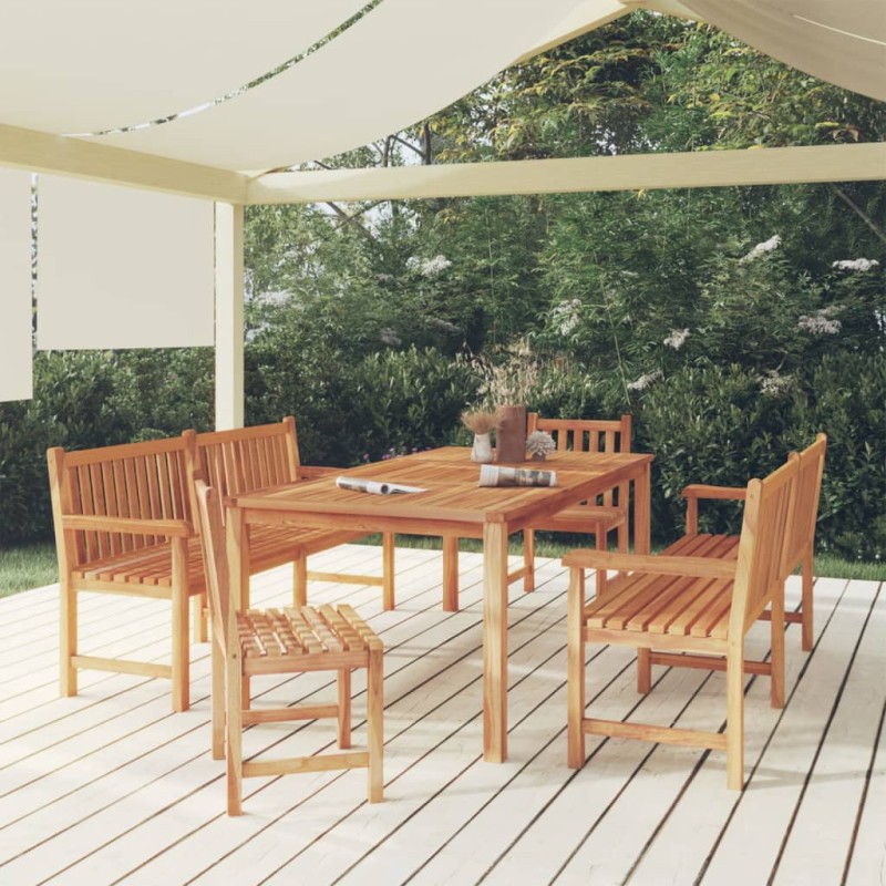 vidaXL Juego de comedor para jardín 5 piezas madera maciza de teca vidaXL Juego de comedor para jardín 5 piezas madera maciza de teca
