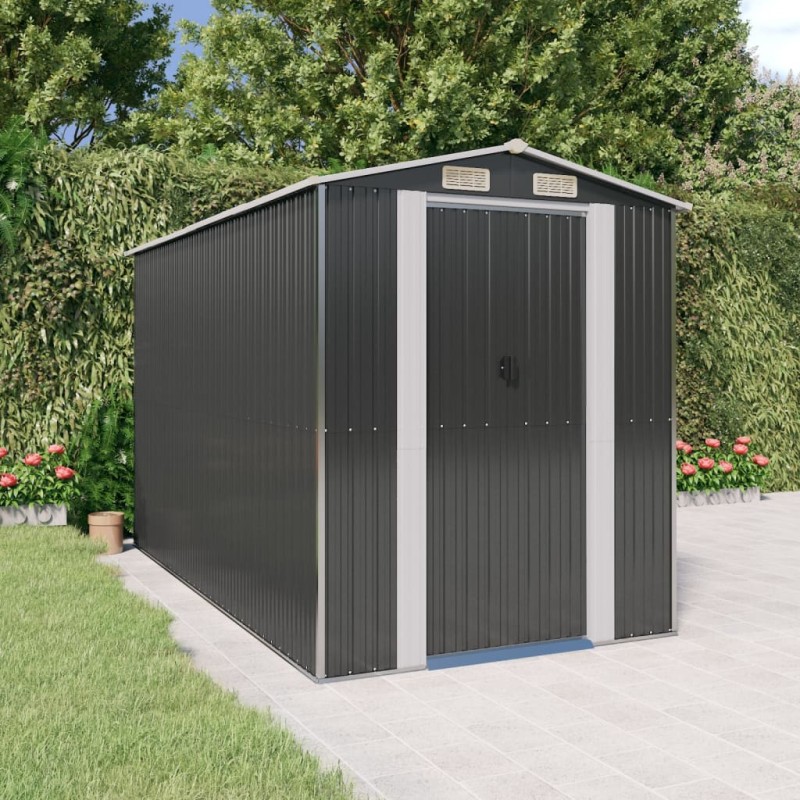 vidaXL Cobertizo de jardín acero galvanizado antracita 192x357x223 cm vidaXL Cobertizo de jardín acero galvanizado antracita 192x357x223 cm