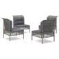 vidaXL Set de muebles de jardín 4 pzas y cojines ratán sintético gris