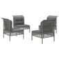 vidaXL Set de muebles de jardín 4 pzas y cojines ratán sintético gris