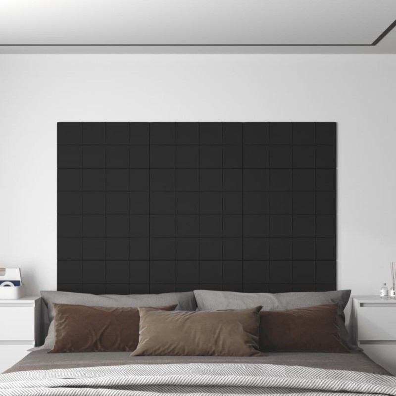 vidaXL Paneles de pared 12 uds tela negro 60x30 cm 2,16 m² vidaXL Paneles de pared 12 uds tela negro 60x30 cm 2,16 m²