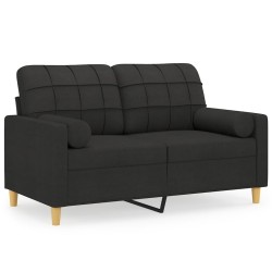 vidaXL Sofá de 2 plazas con cojines tela negro 120 cm
