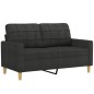 vidaXL Sofá de 2 plazas con cojines tela negro 120 cm vidaXL Sofá de 2 plazas con cojines tela negro 120 cm