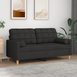 vidaXL Sofá de 2 plazas con cojines tela negro 140 cm