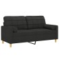 vidaXL Sofá de 2 plazas con cojines tela negro 140 cm vidaXL Sofá de 2 plazas con cojines tela negro 140 cm