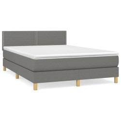 vidaXL Cama box spring con colchón tela gris oscuro 140x190 cm