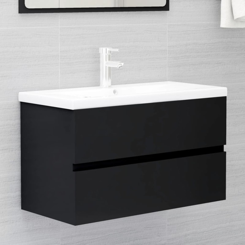 vidaXL Mueble con lavabo madera de ingeniería negro vidaXL Mueble con lavabo madera de ingeniería negro