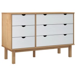 vidaXL Cajonera OTTA madera maciza pino marrón y blanco 111x43x73,5 cm